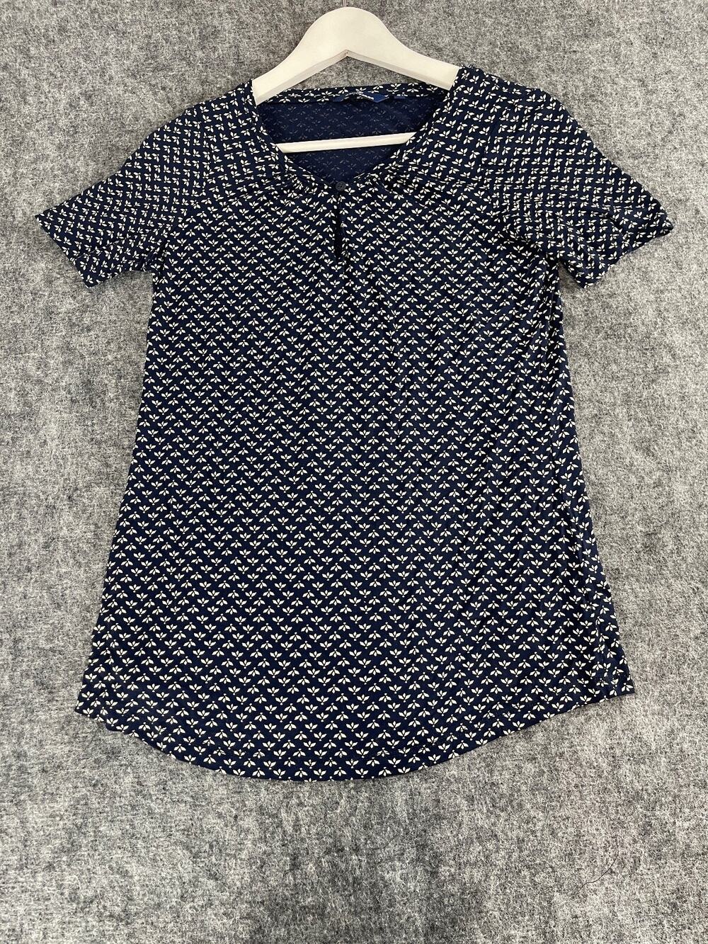 Tom Tailor Shirt Womens Small Tee Floral Blue Short Sleeve Blouse Top NEW N336